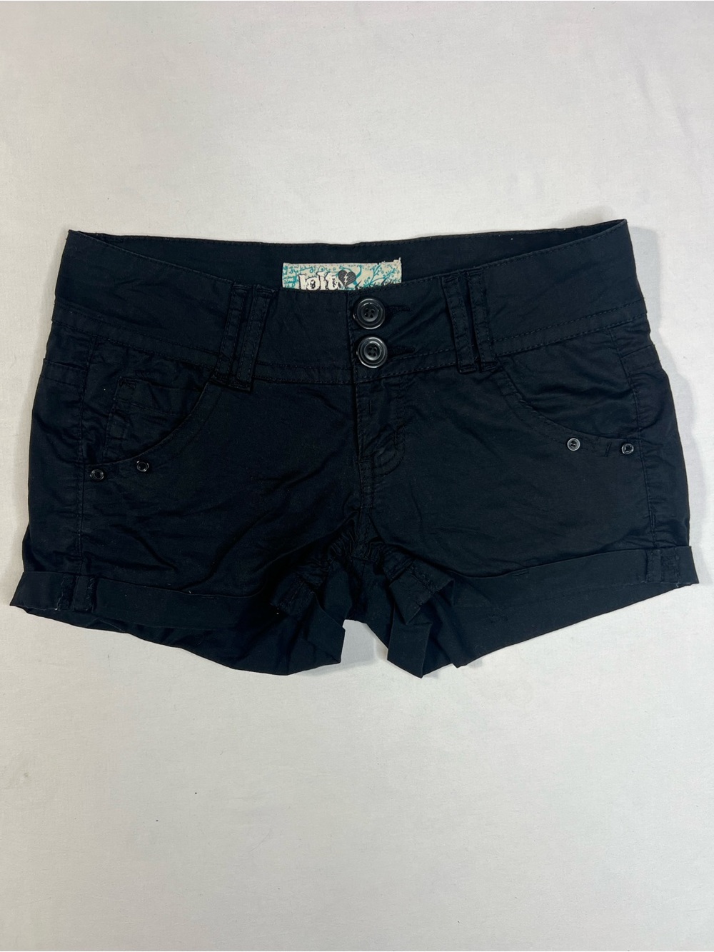 Y2K Jolt Low Rise Black Cuffed Shorts